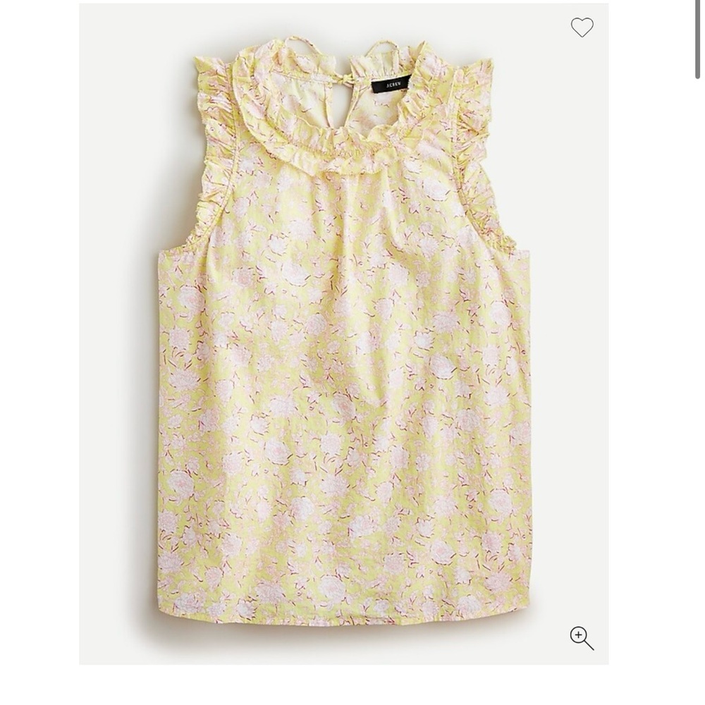 J Crew Light Yellow Ruffle Trim Top